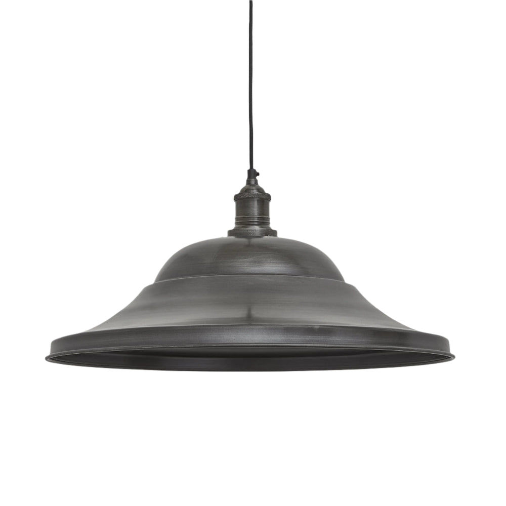 Pewter with Pewter Holder Brooklyn Giant Hat Pendant - 21 Inch - Industville BR-GHP21-P-PH