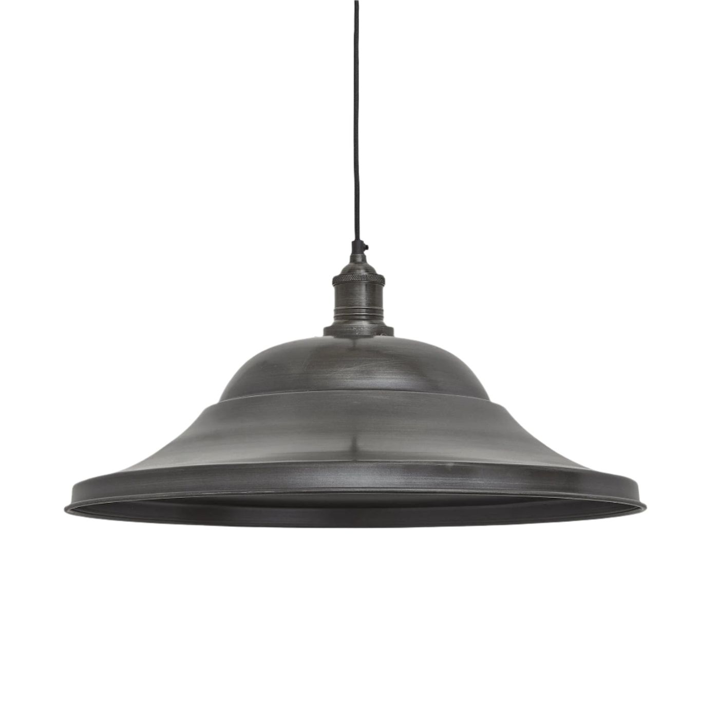 Pewter with Pewter Holder Brooklyn Giant Hat Pendant - 21 Inch - Industville BR-GHP21-P-PH
