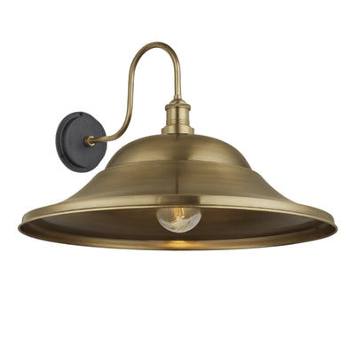 Swan Neck Outdoor & Bathroom Giant Hat Wall Light - 21 Inch – Brass Industville SN-IP65-GHWL21-B-BH