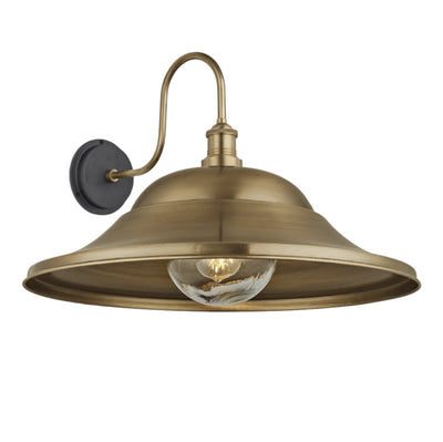Swan Neck Outdoor & Bathroom Giant Hat Wall Light - 21 Inch – Brass Industville SN-IP65-GHWL21-B-BH-GLG