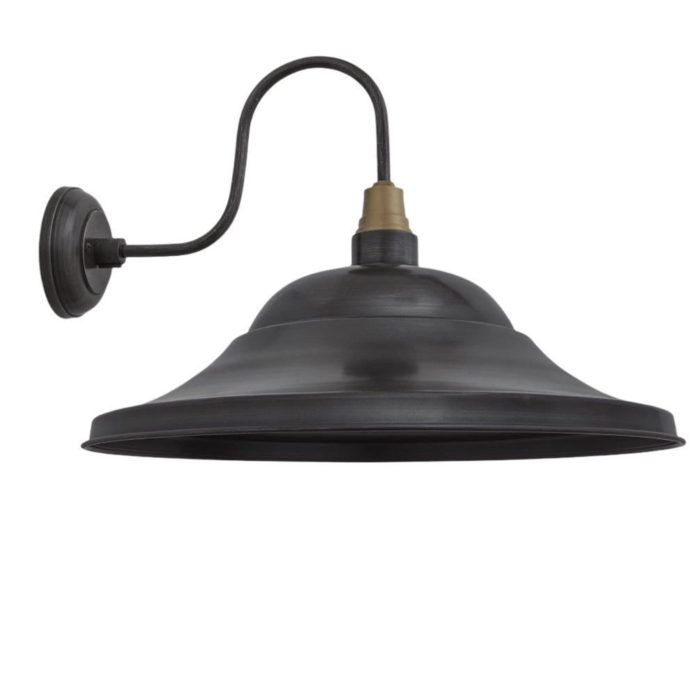 Swan Neck Giant Hat Wall Light in 21 Inch in Pewter Industville SN-GHWL21-P