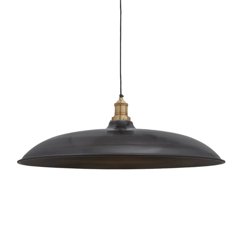 Brooklyn Giant Bowl Pendant in 24 Inch in Pewter with Brass Holder, Product Code  BR-GBP24-P-BH