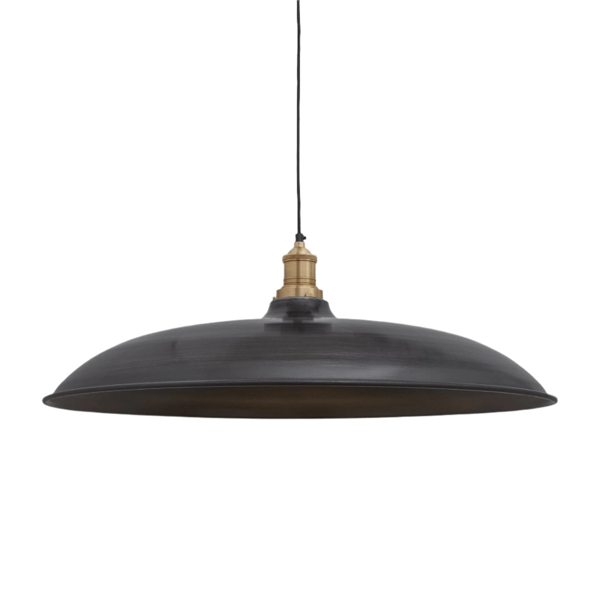 Brooklyn Giant Bowl Pendant in 24 Inch in Pewter with Brass Holder, Product Code  BR-GBP24-P-BH