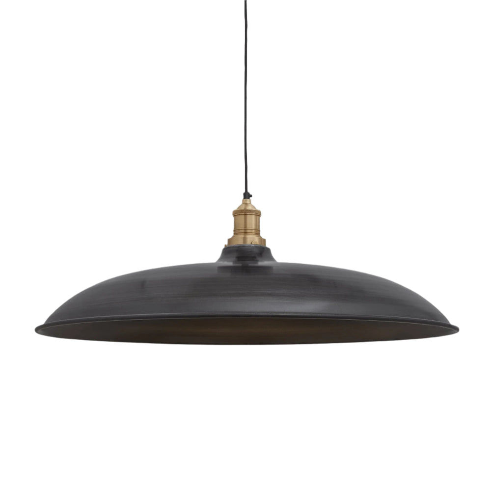 Brooklyn Giant Bowl Pendant in 24 Inch in Pewter with Brass Holder, Product Code  BR-GBP24-P-BH