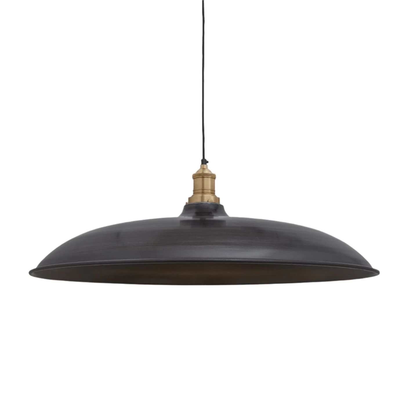 Brooklyn Giant Bowl Pendant in 24 Inch in Pewter with Brass Holder, Product Code  BR-GBP24-P-BH