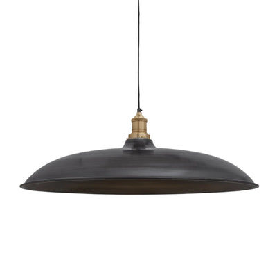 Brooklyn Giant Bowl Pendant in 24 Inch in Pewter with Brass Holder, Product Code  BR-GBP24-P-BH