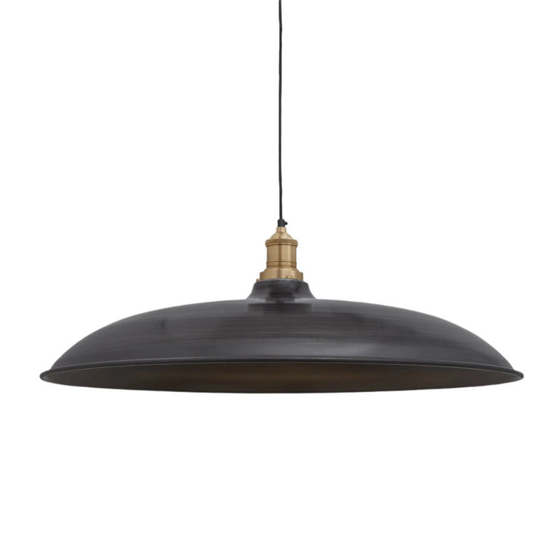 Brooklyn Giant Bowl Pendant in 24 Inch in Pewter with Brass Holder, Product Code  BR-GBP24-P-BH