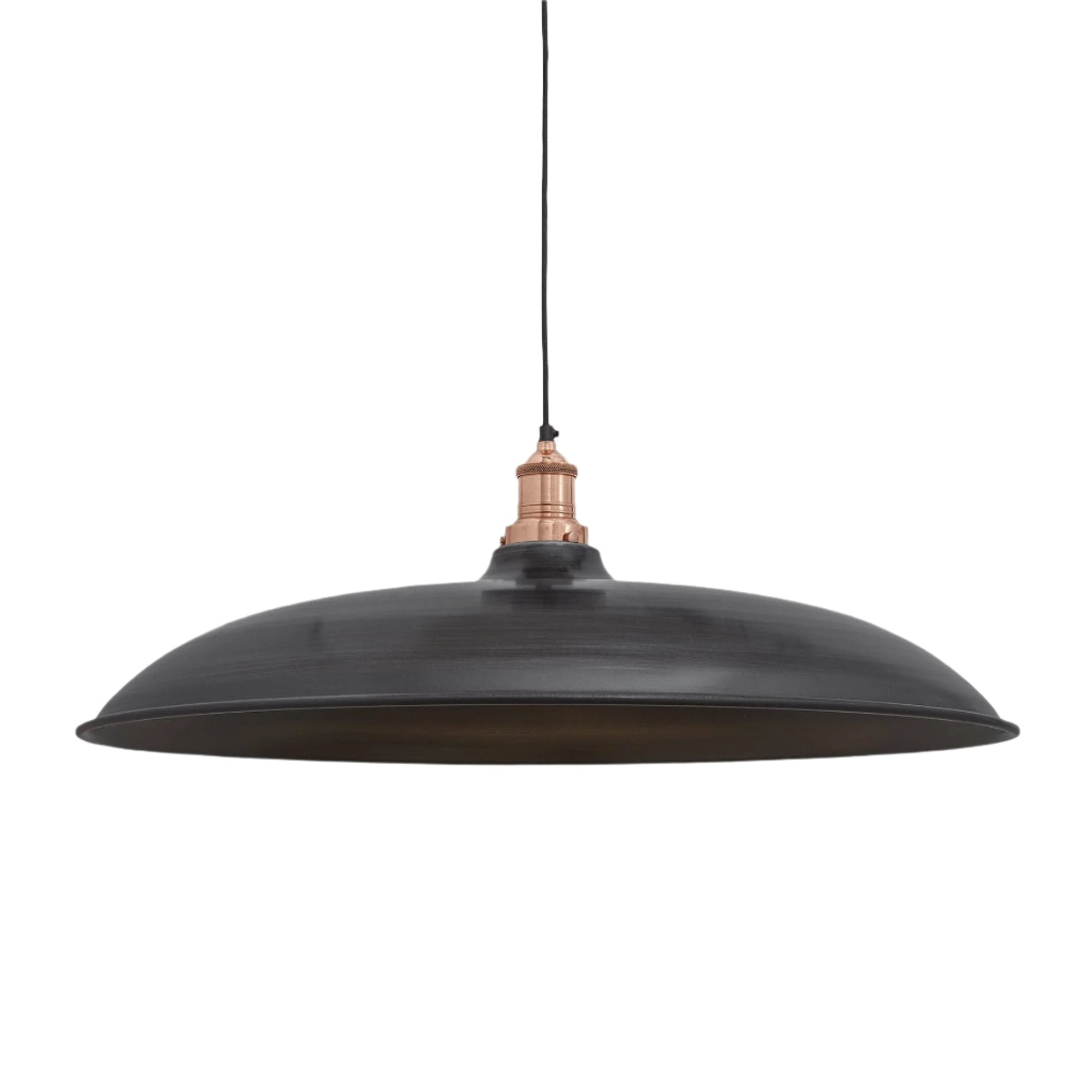 Brooklyn Giant Bowl Pendant in 24 Inch in Pewter with Copper Holder, Product Code BR-GBP24-P-CH