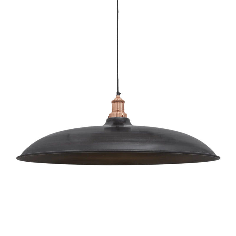 Brooklyn Giant Bowl Pendant in 24 Inch in Pewter with Copper Holder, Product Code BR-GBP24-P-CH