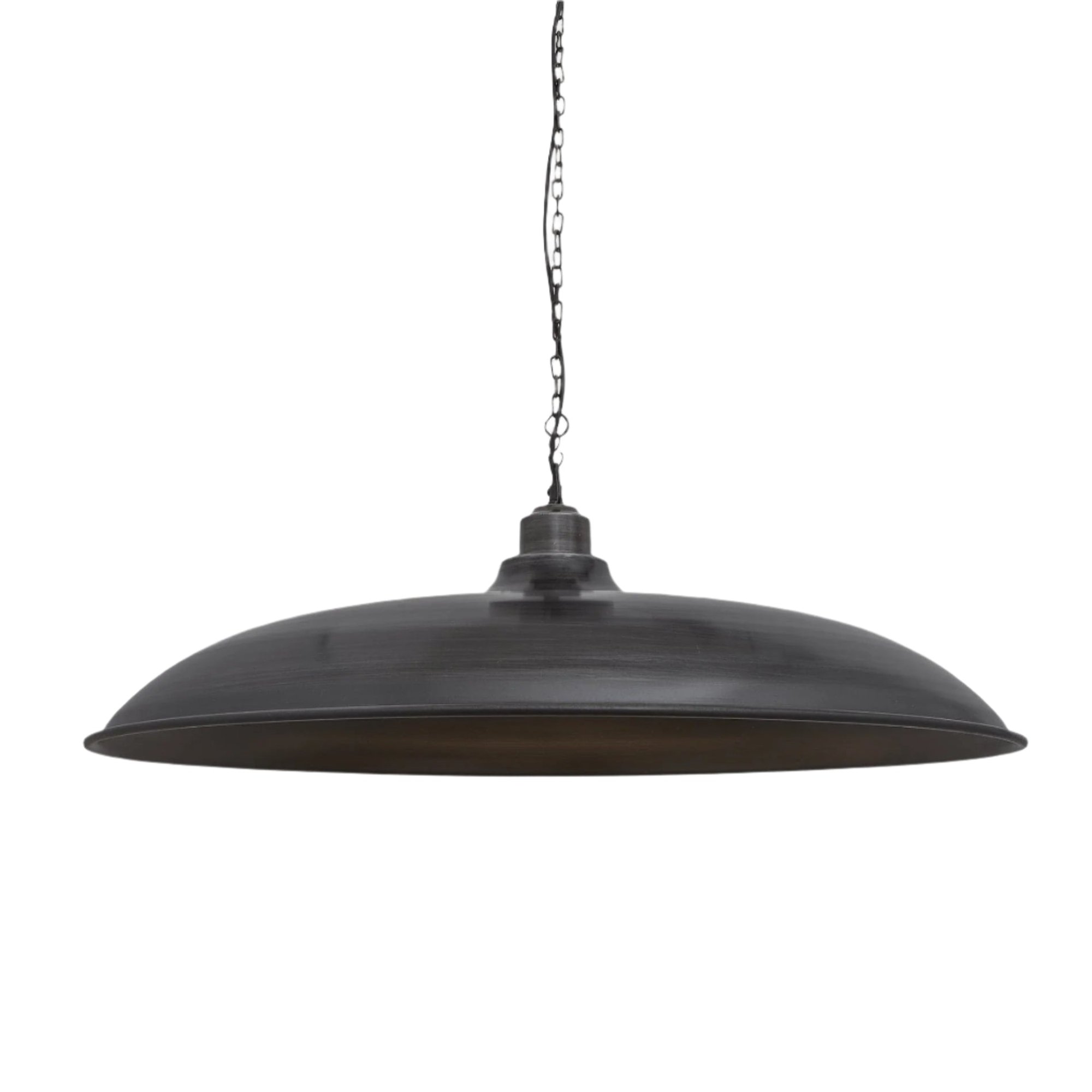 Brooklyn Giant Bowl Pendant in 24 Inch in Pewter with Chain Pendant Holder, Product Code BR-GBP24-P-PCN