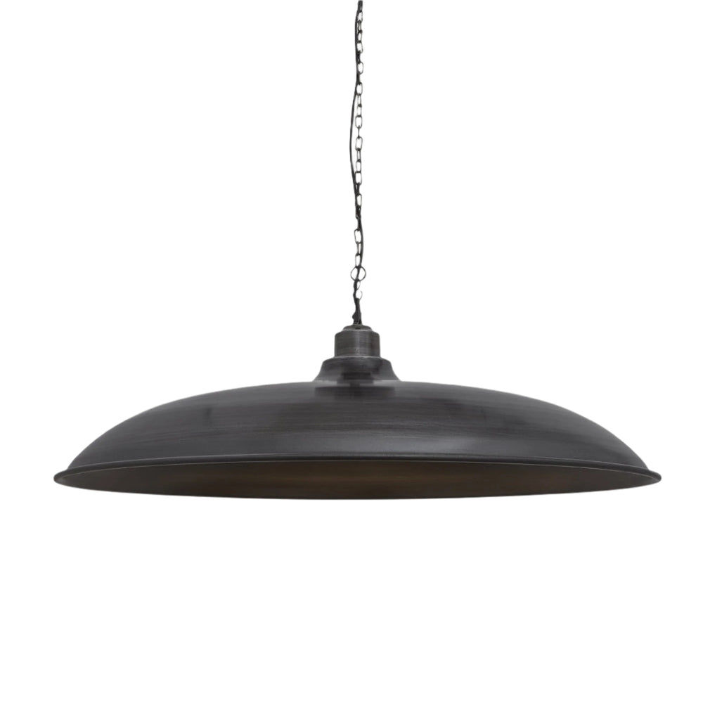 Brooklyn Giant Bowl Pendant in 24 Inch in Pewter with Chain Pendant Holder, Product Code BR-GBP24-P-PCN