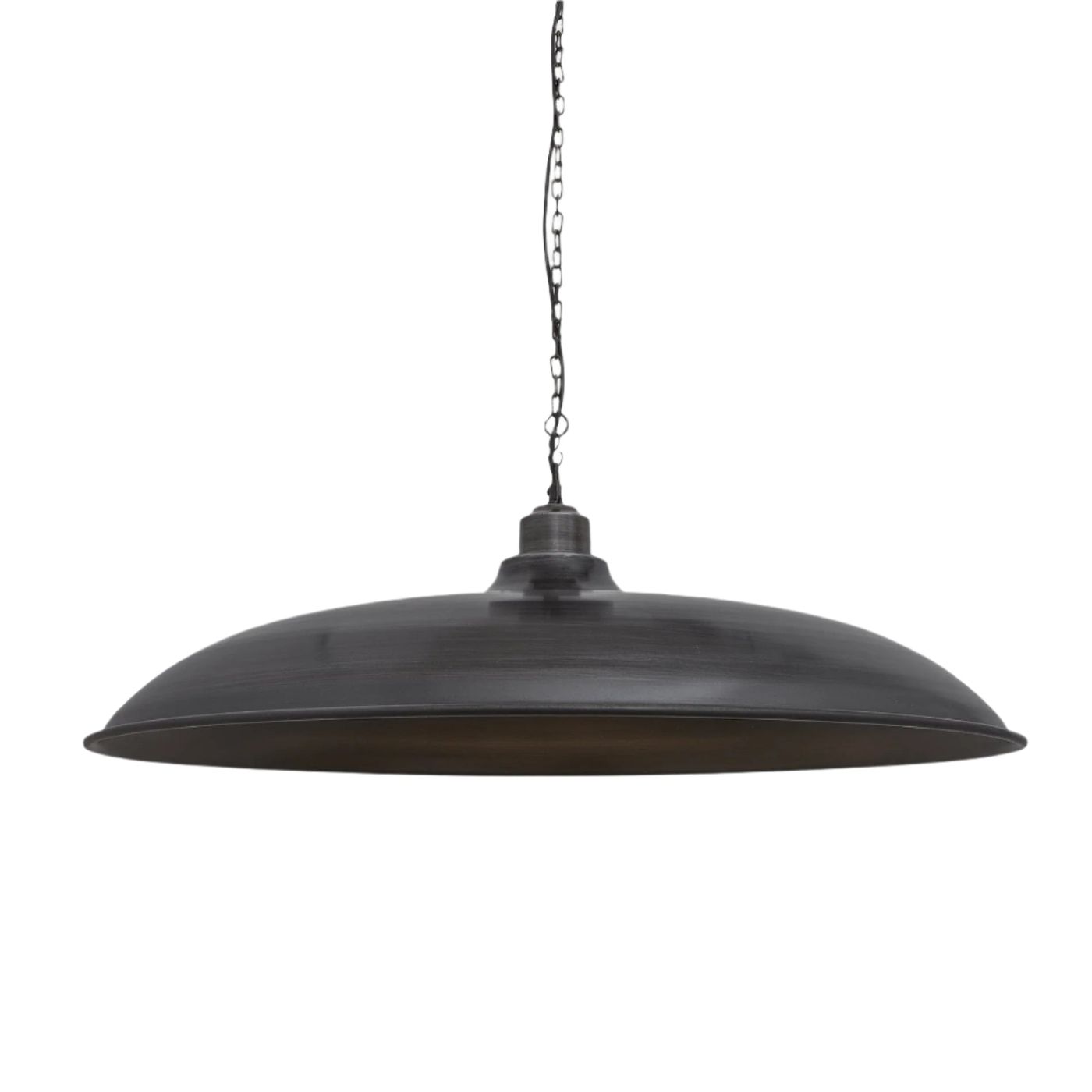 Brooklyn Giant Bowl Pendant in 24 Inch in Pewter with Chain Pendant Holder, Product Code BR-GBP24-P-PCN