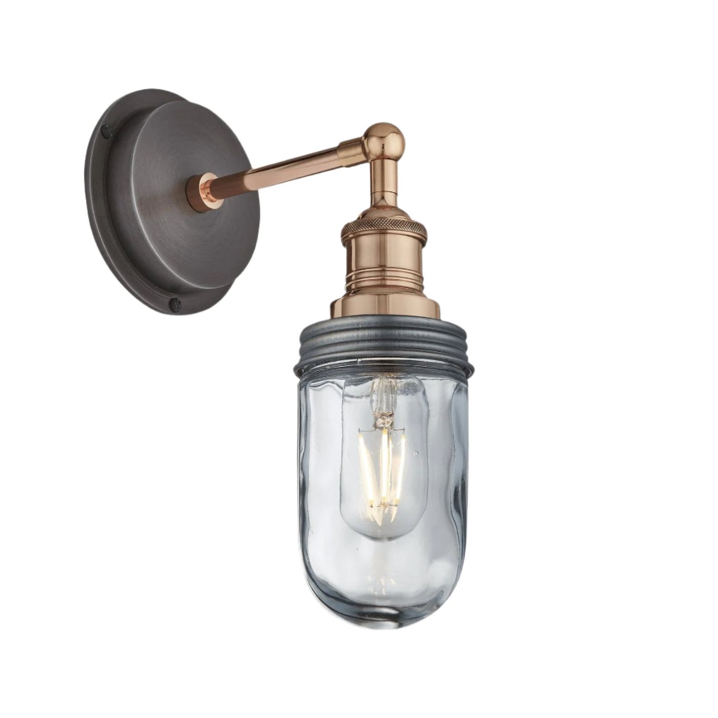 Copper Holder Pewter Ring Brooklyn Outdoor & Bathroom Wall Light - BR-IP65-WL-CH-PR