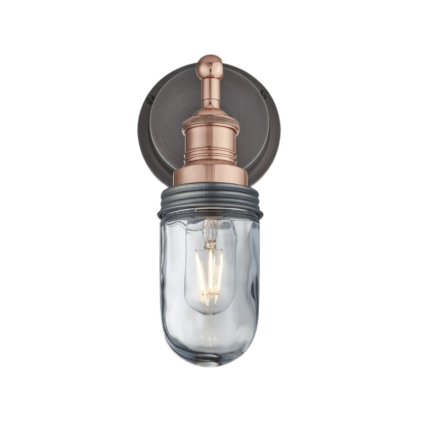 Copper Holder Pewter Ring Brooklyn Outdoor & Bathroom Wall Light - BR-IP65-WL-CH-PR