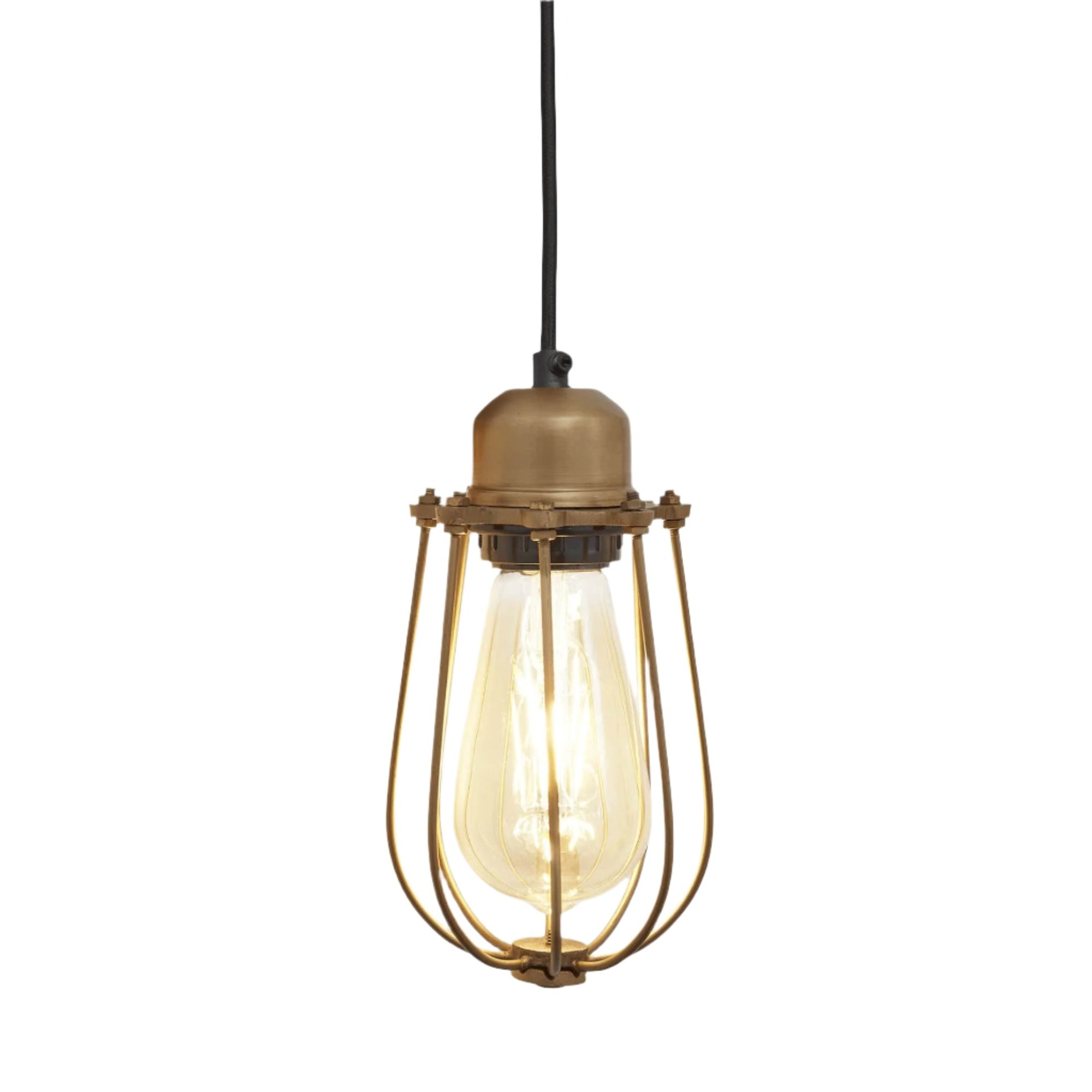 Brass Orlando Wire Cage Pendant - 4 Inch - Industville OR-WCP4-B