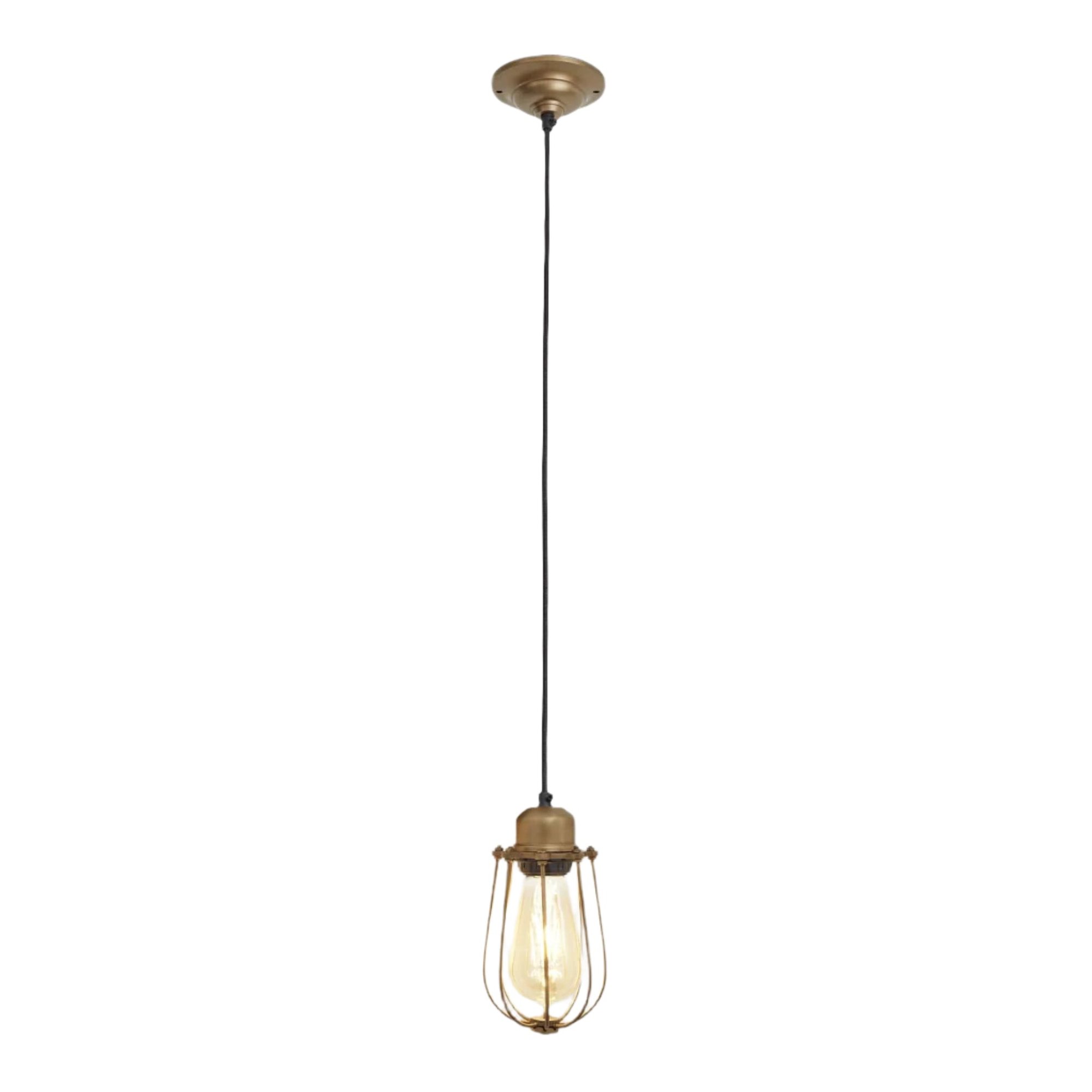 Brass Orlando Wire Cage Pendant - 4 Inch - Industville OR-WCP4-B