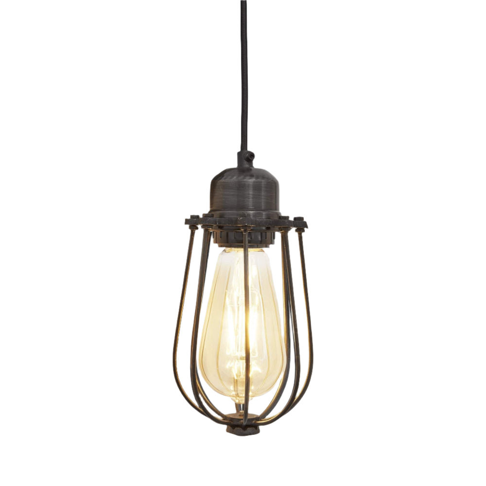 Pewter Orlando Wire Cage Pendant - 4 Inch - Industville OR-WCP4-P