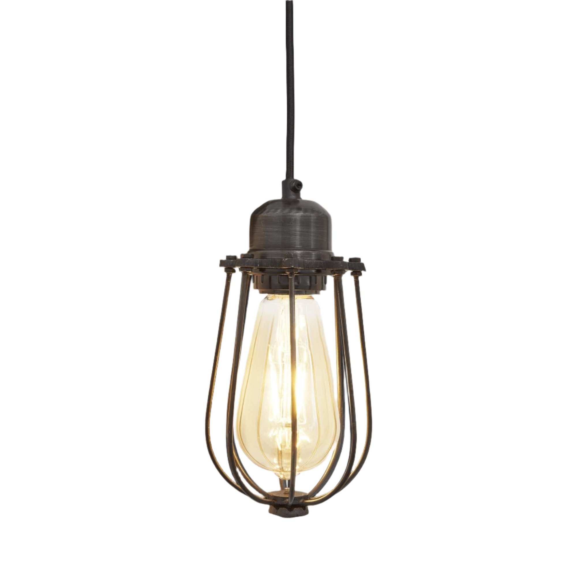 Pewter Orlando Wire Cage Pendant - 4 Inch - Industville OR-WCP4-P