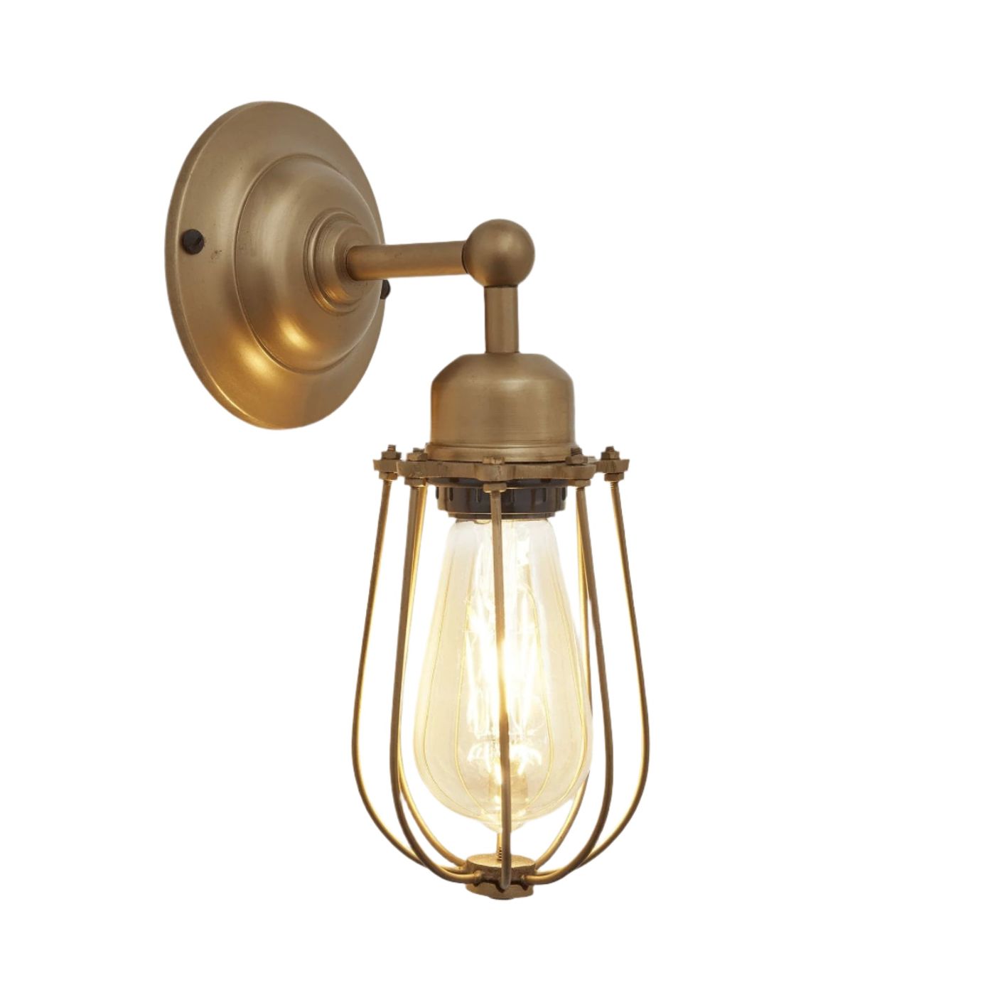 Brass Orlando Wire Cage Wall Light - 4 Inch - Industville OR-WCWL4-B
