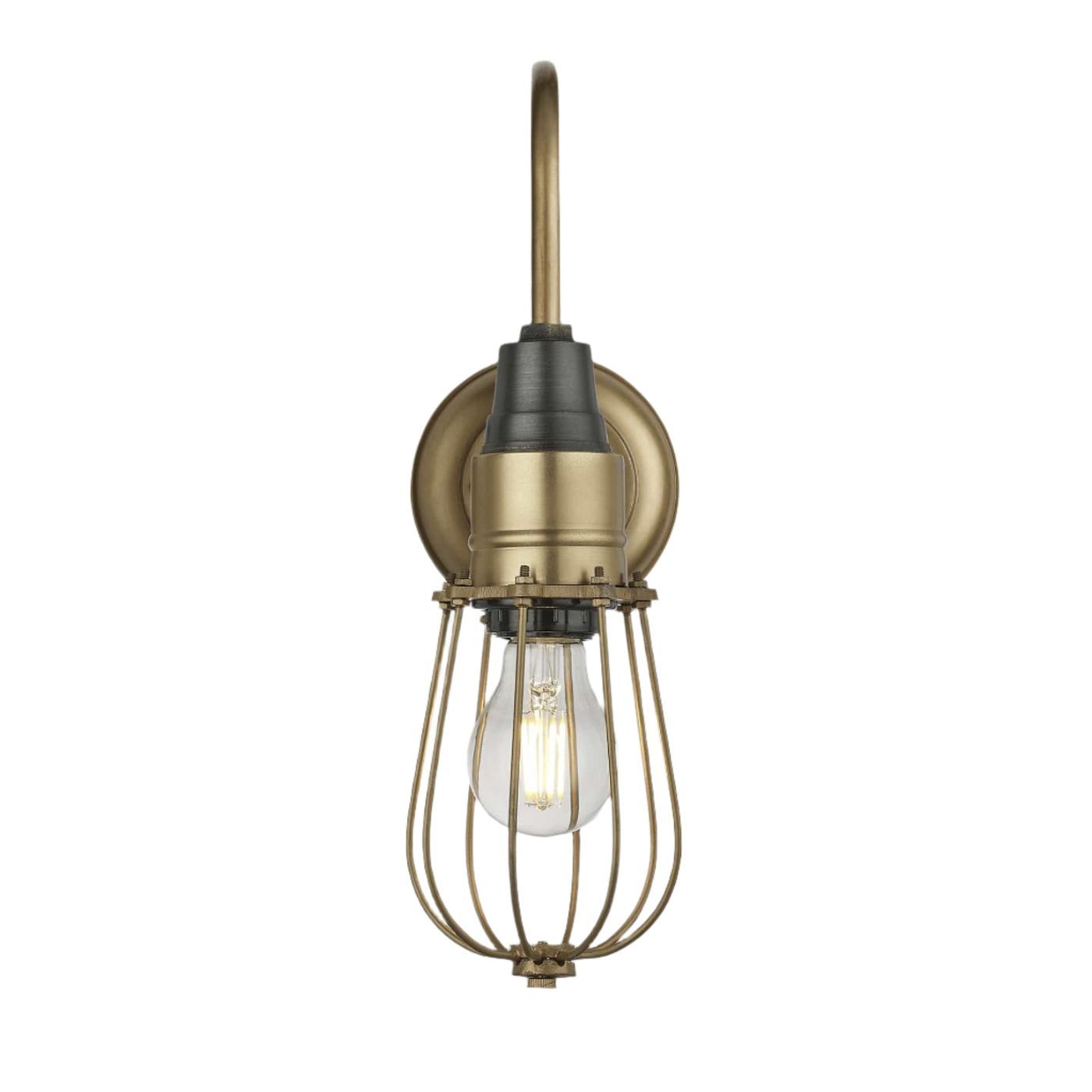 Brass Swan Neck Wire Cage Wall Light in 4 Inch, Product Code is SN-WCWL4-B