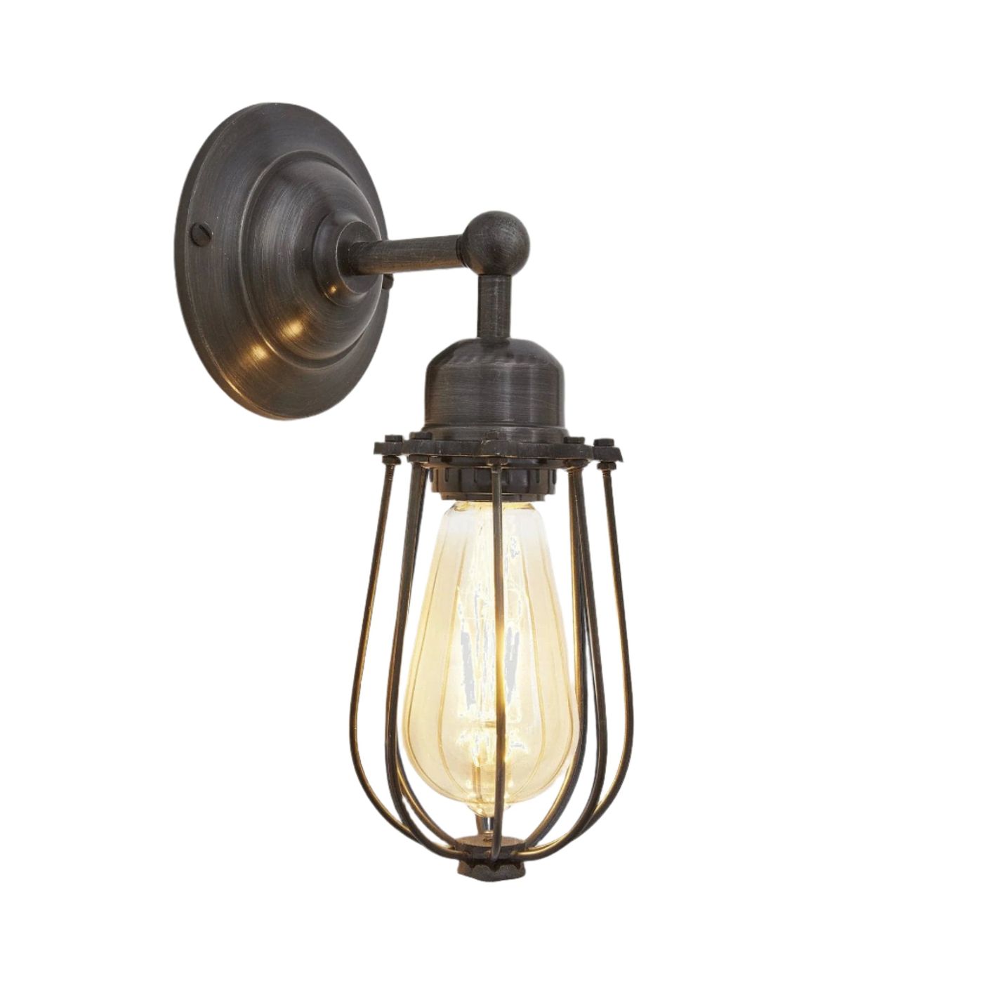 Pewter Orlando Wire Cage Wall Light - 4 Inch - Industville OR-WCWL4-P