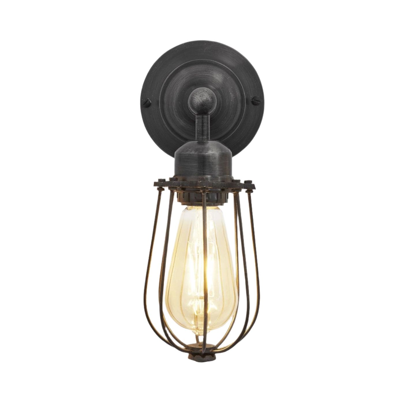 Pewter Orlando Wire Cage Wall Light - 4 Inch - Industville OR-WCWL4-P