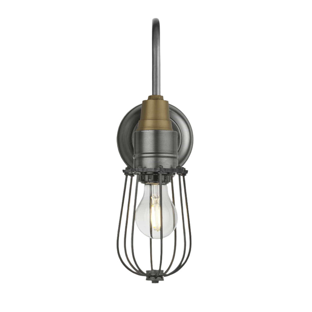 Pewter Swan Neck Wire Cage Wall Light in 4 Inch, Product Code is SN-WCWL4-P