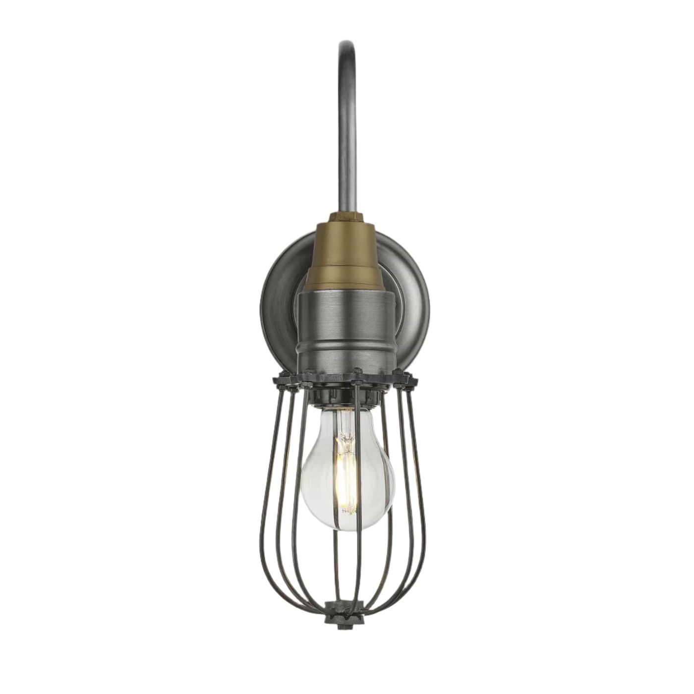Pewter Swan Neck Wire Cage Wall Light in 4 Inch, Product Code is SN-WCWL4-P