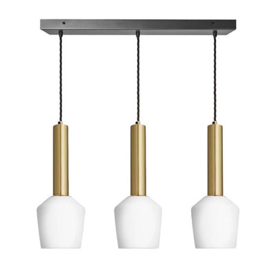 Sleek Cylinder Opal Glass Schoolhouse 3 Wire Oval Cluster Lights - 5.5 inch - White - Kitchen Island Lighting - Industville Lighting UK