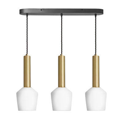 Sleek Cylinder Opal Glass Schoolhouse 3 Wire Oval Cluster Lights - 5.5 inch - White - Kitchen Island Lighting - Industville Lighting UK