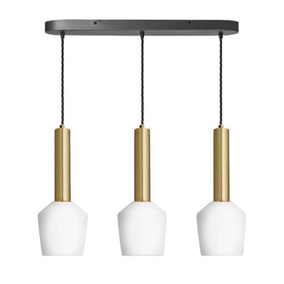 Sleek Cylinder Opal Glass Schoolhouse 3 Wire Oval Cluster Lights - 5.5 inch - White Industville SL-CY-OGL-SH5-3WOCL-W-BH