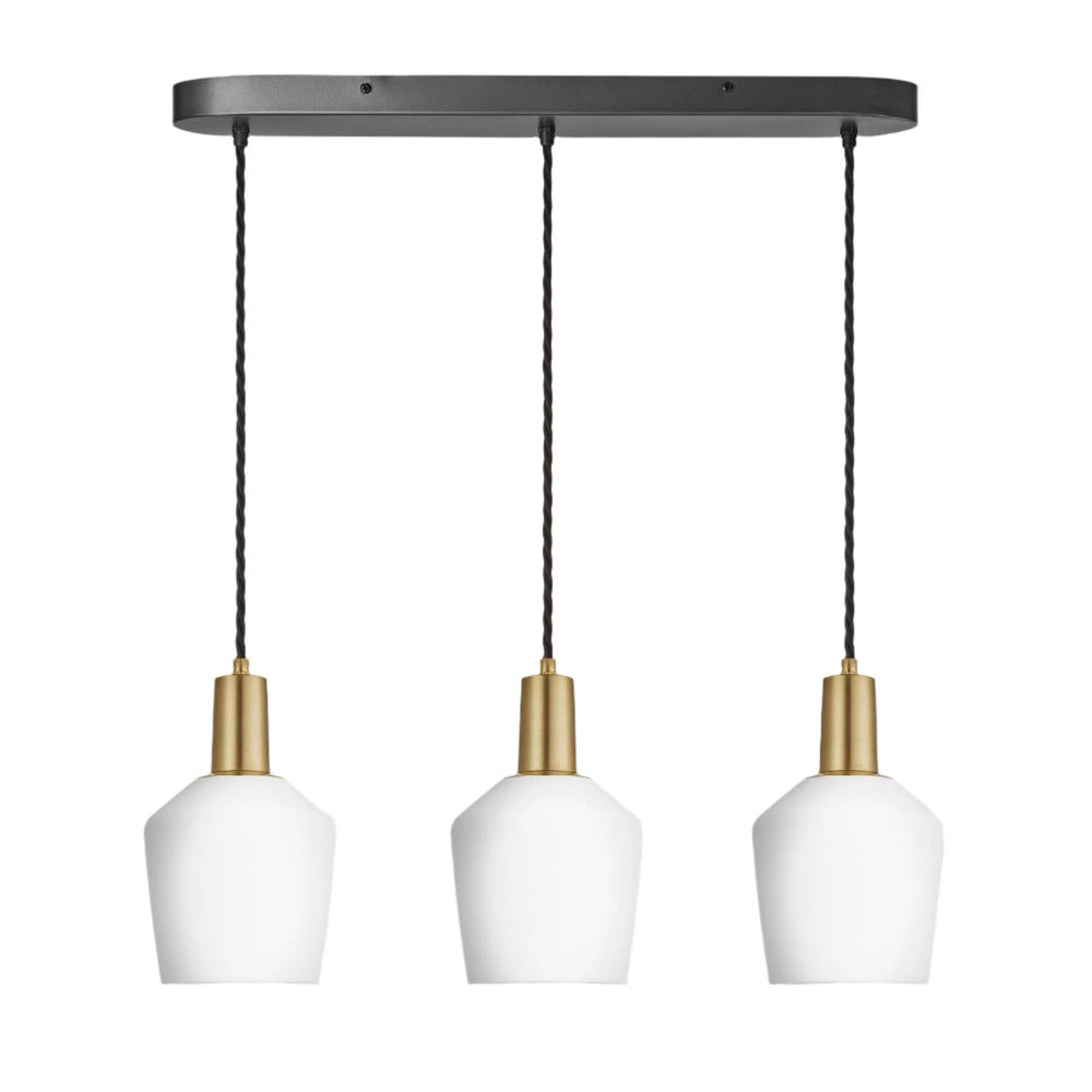 Sleek Opal Glass Schoolhouse 3 Wire Oval Cluster Lights in  5.5 inch with Brass Holder, Product code is  SL-OGL-SH5-3WOCL-W-BH