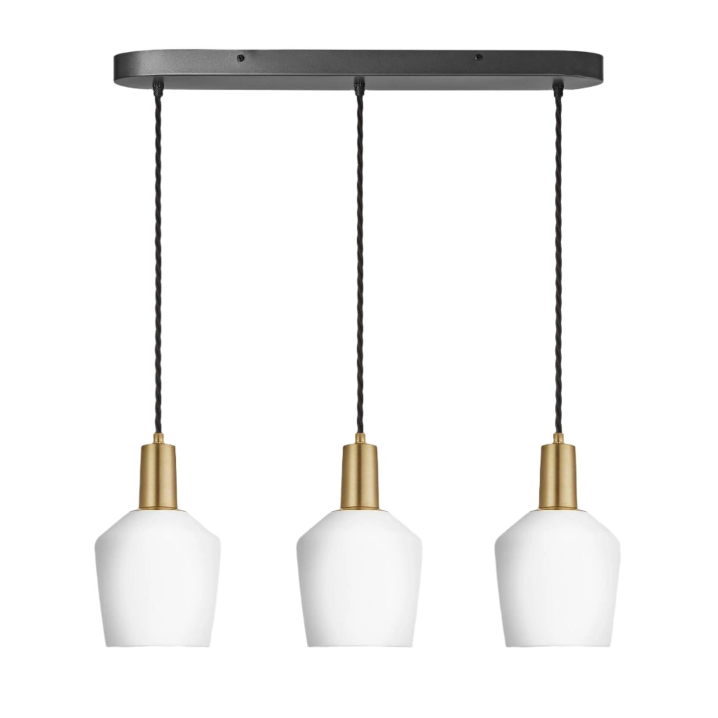 Sleek Opal Glass Schoolhouse 3 Wire Oval Cluster Lights in  5.5 inch with Brass Holder, Product code is  SL-OGL-SH5-3WOCL-W-BH
