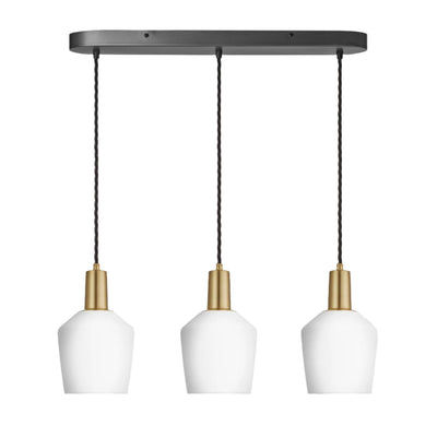 Sleek Opal Glass Schoolhouse 3 Wire Oval Cluster Lights in  5.5 inch with Brass Holder, Product code is  SL-OGL-SH5-3WOCL-W-BH