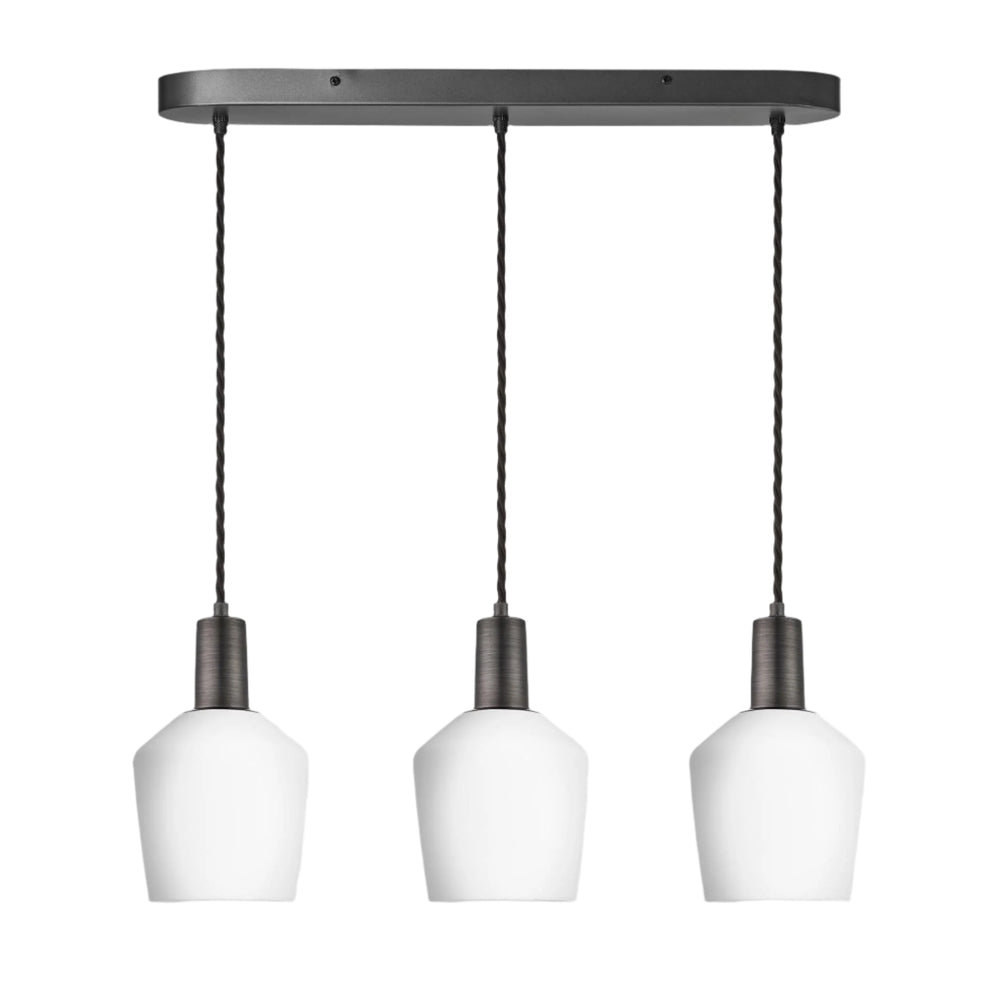 Sleek Opal Glass Schoolhouse 3 Wire Oval Cluster Lights in 5.5 inch with  Pewter Holder, Product code is SL-OGL-SH5-3WOCL-W-PH