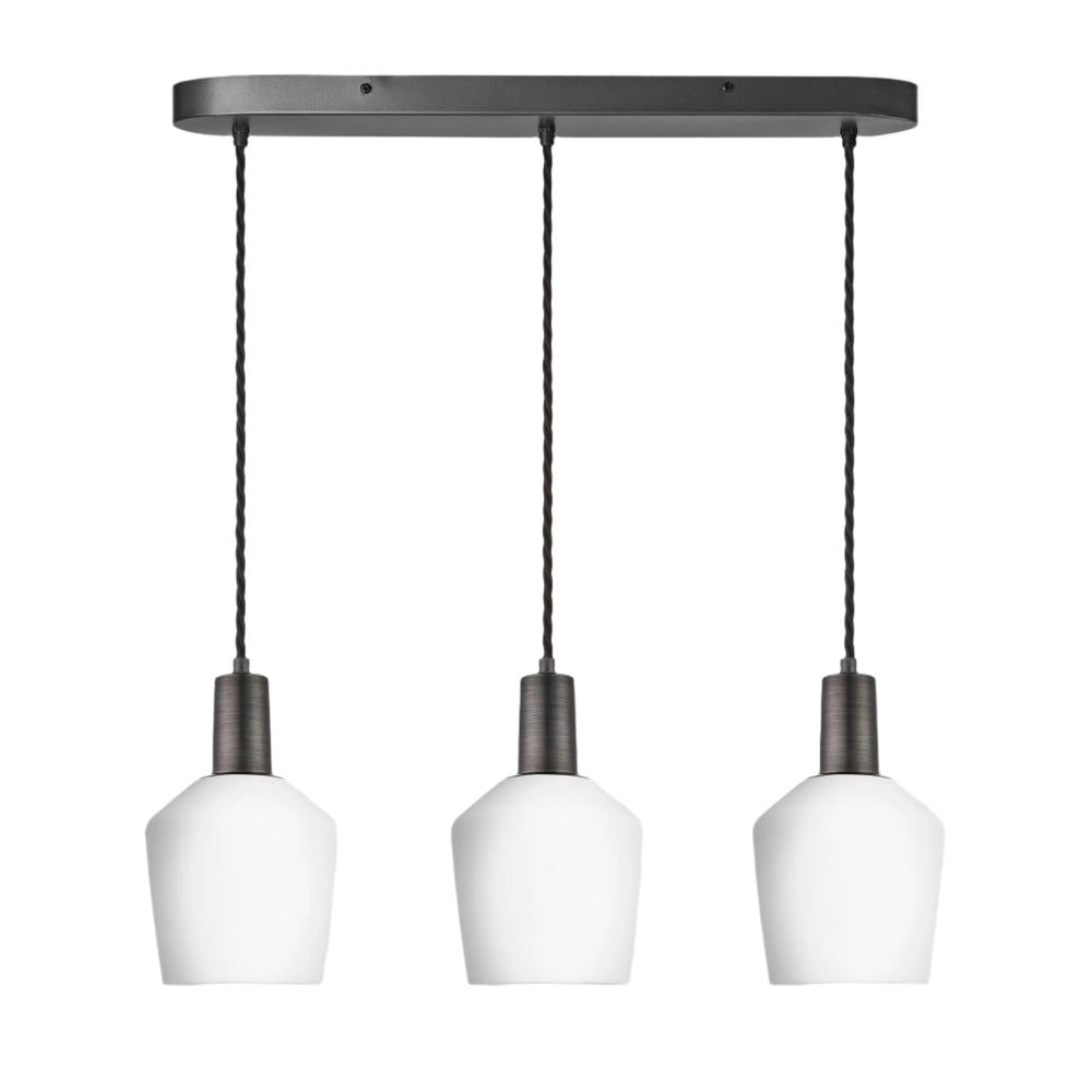 Sleek Opal Glass Schoolhouse 3 Wire Oval Cluster Lights in 5.5 inch with  Pewter Holder, Product code is SL-OGL-SH5-3WOCL-W-PH