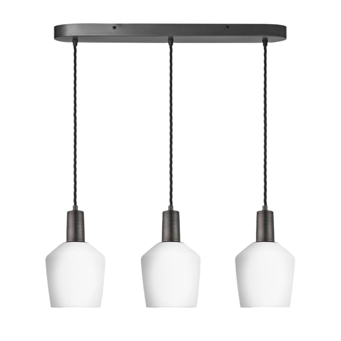 Sleek Opal Glass Schoolhouse 3 Wire Oval Cluster Lights in 5.5 inch with  Pewter Holder, Product code is SL-OGL-SH5-3WOCL-W-PH