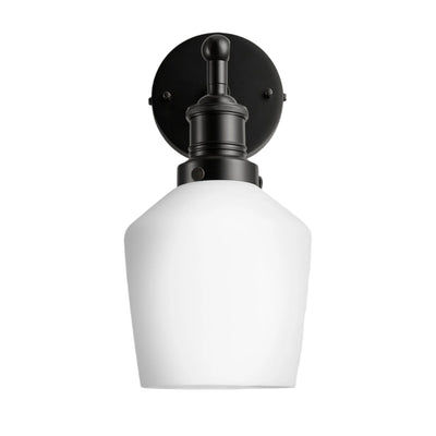 Brooklyn Opal Glass Schoolhouse Wall Light - 5.5 Inch Industville BR-OGL-SHWL5-W-BKH