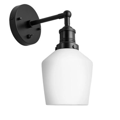Brooklyn Opal Glass Schoolhouse Wall Light in 5.5 Inch with Black Holder, Product Code BR-OGL-SHWL5-W-BKH