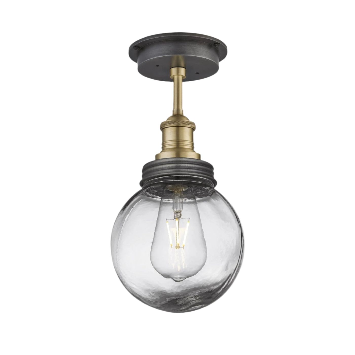 Brass Holder with Pewter Ring Brooklyn Outdoor & Bathroom Globe Semi Flush Mount BR-IP65-FM-BH-PR-GLG