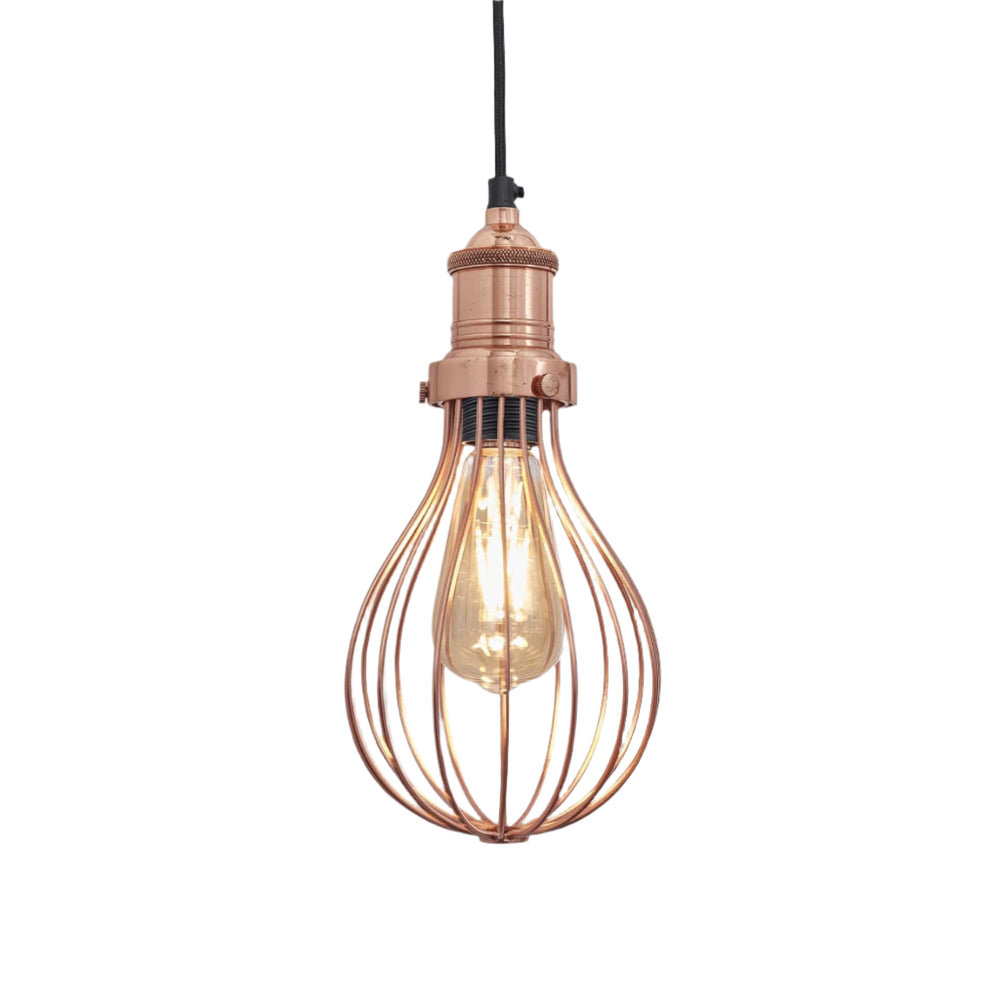 Copper Brooklyn Balloon Cage Pendant in 6 Inch with Copper Holder, Product code is BR-BCP6-C-CH