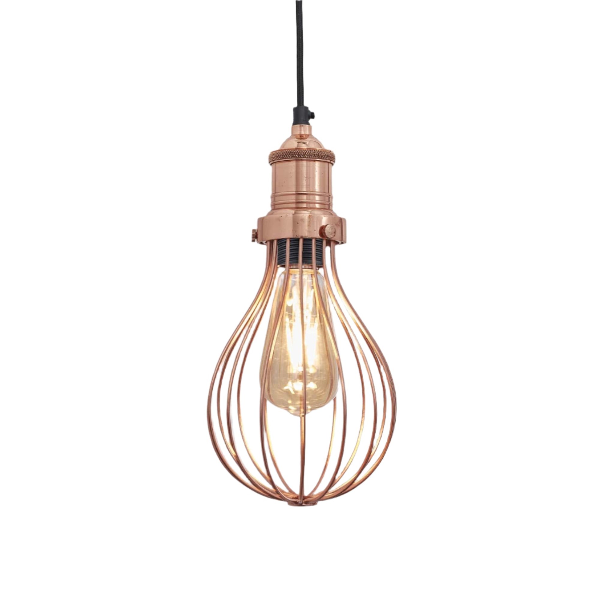 Copper Brooklyn Balloon Cage Pendant in 6 Inch with Copper Holder, Product code is BR-BCP6-C-CH