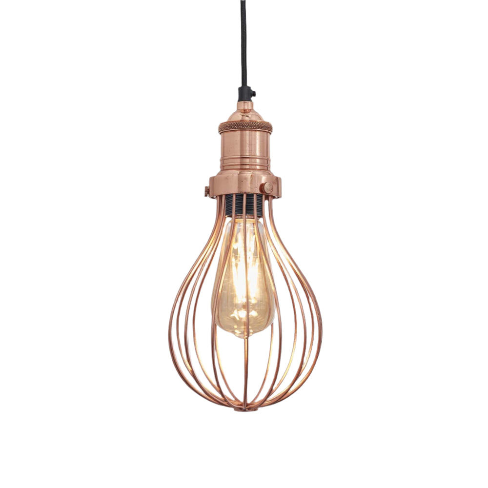Copper Brooklyn Balloon Cage Pendant in 6 Inch with Copper Holder, Product code is BR-BCP6-C-CH