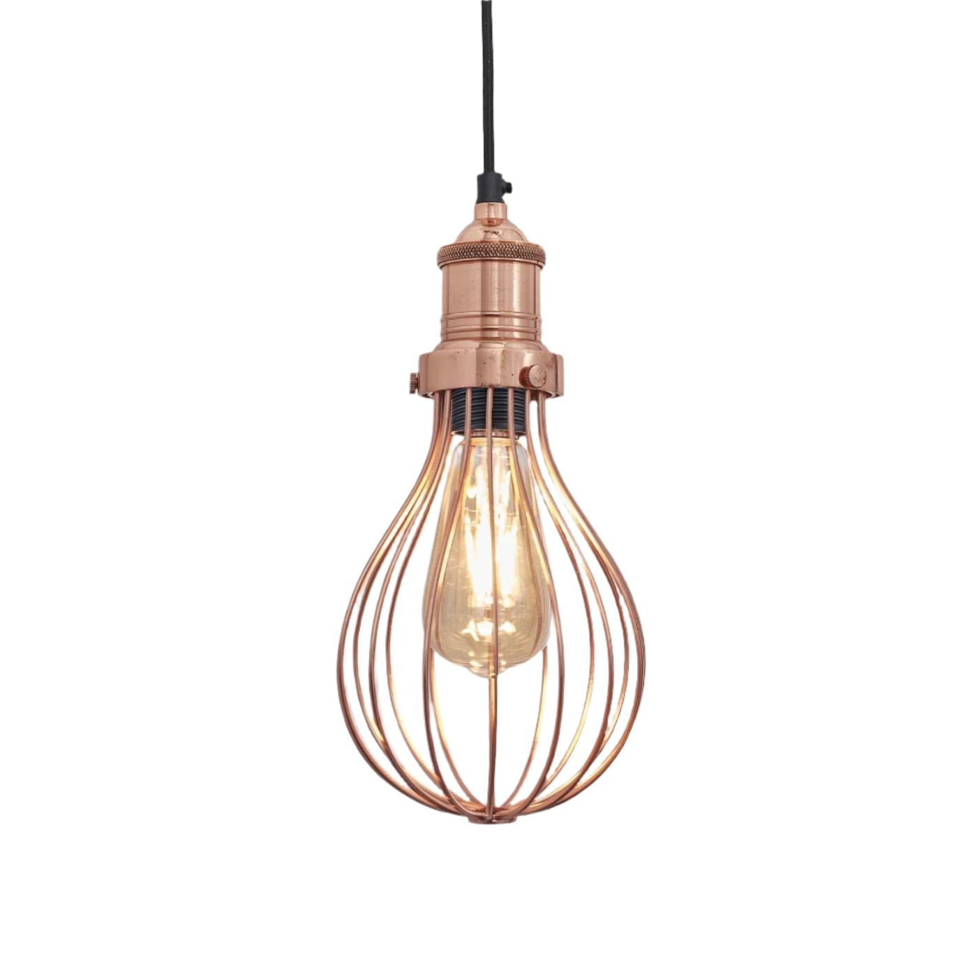 Copper Brooklyn Balloon Cage Pendant in 6 Inch with Copper Holder, Product code is BR-BCP6-C-CH