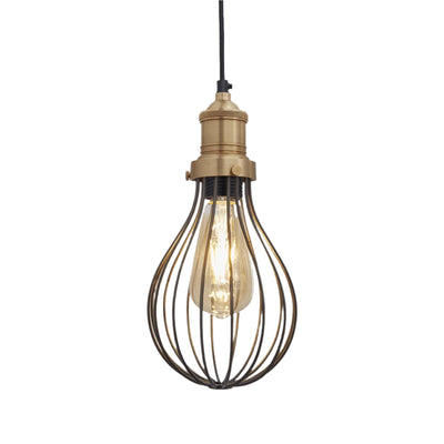 Pewter Brooklyn Balloon Cage Pendant in 6 Inch with Brass Holder, Product code is BR-BCP6-P-BH