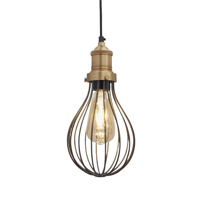 Pewter Brooklyn Balloon Cage Pendant in 6 Inch with Brass Holder, Product code is BR-BCP6-P-BH