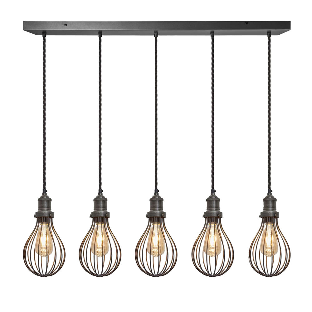 Brooklyn Balloon Cage 5 Wire Cluster Lights - 6 inch - Pewter Industville BR-BC6-5WCL-P-PH
