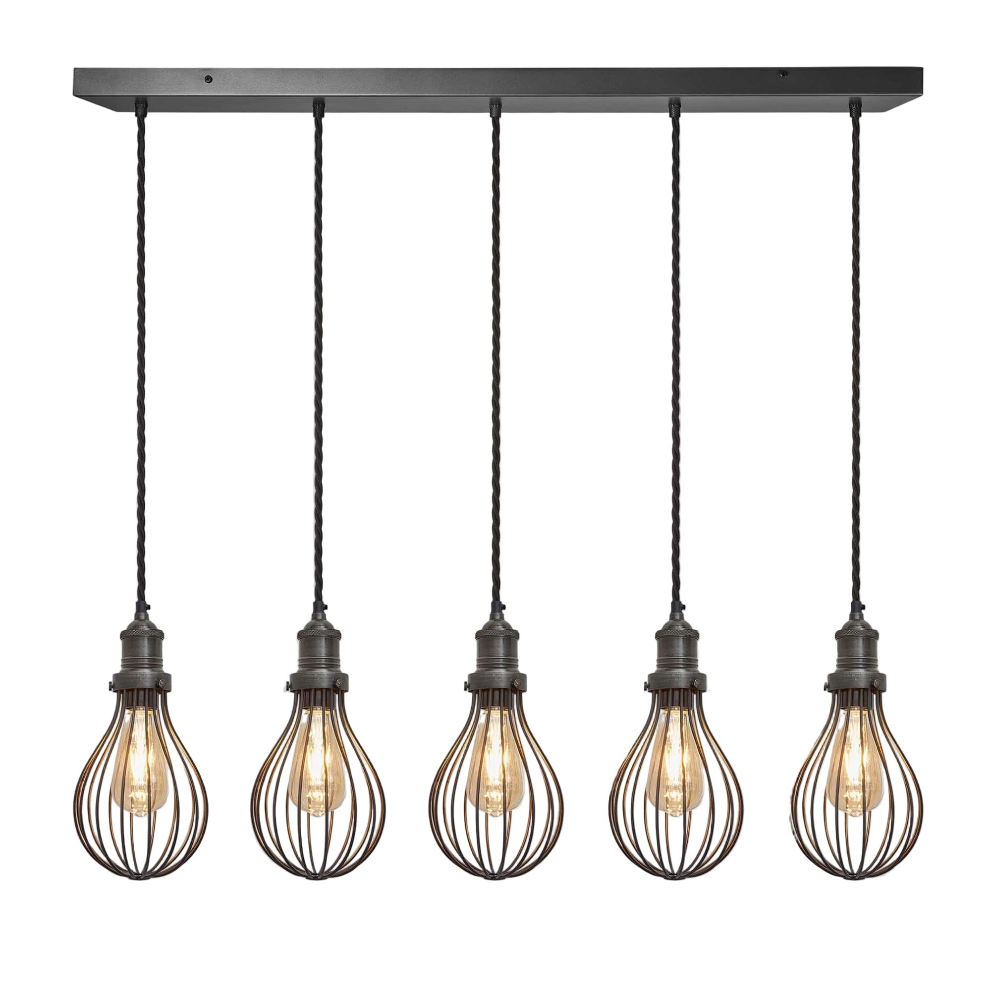 Brooklyn Balloon Cage 5 Wire Cluster Lights - 6 inch - Pewter Industville BR-BC6-5WCL-P-PH