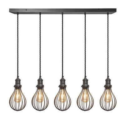 Brooklyn Balloon Cage 5 Wire Cluster Lights - 6 inch - Pewter - Dining Room Lights - Industville Lighting UK