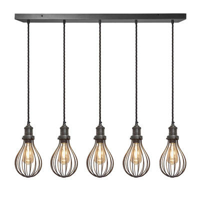 Brooklyn Balloon Cage 5 Wire Cluster Lights - 6 inch - Pewter Industville BR-BC6-5WCL-P-PH